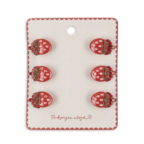 Konges Sløjd 　6 PACK MINI FRAISE HAIR CLAWS - STRAWBERRY