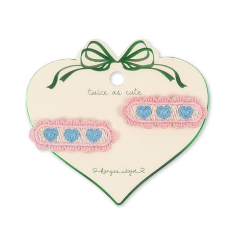 Konges Sløjd 　2 PACK HEART EMBROIDERY HAIR CLIP- BUTTERCREAM