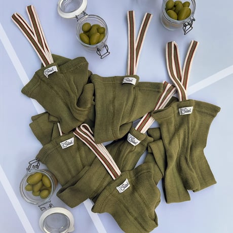 SILLY Silas　RETRO RIBBED FOOTLESS TIGHTS - Olive Striped