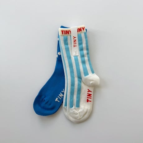 tiny cottons  Blue Stripes & Swan Medium Socks 12-24M /2-4Y /5-8Y