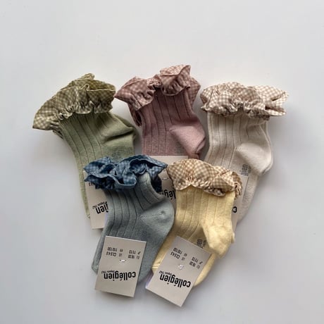 Collegien BRIGITTE - Gingham Ruffle Ankle Socks