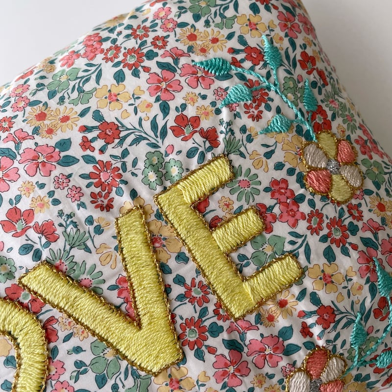 Embroidered cushion LOVE - yellow | Baby Style LAB Embroidered cushion LOVE - yellow | Baby Style LAB