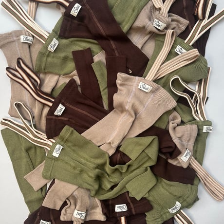 SILLY Silas　RETRO RIBBED FOOTLESS TIGHTS - Olive Striped