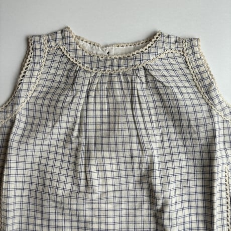CARAMEL　GINGER BABY DRESS WHITE/NAVY CHECK