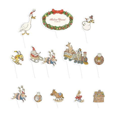 ATELIER CHOUX　Mini Cake Toppers – Christmas – Set of 12