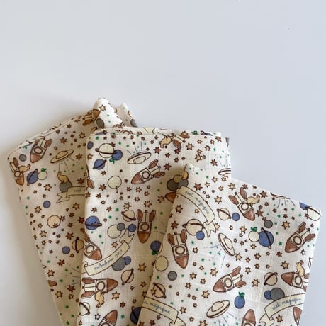 Konges Sløjd 3 PACK MUSLIN CLOTH GOTS -  CIEL MAGIQUE BLEU　バラ売り