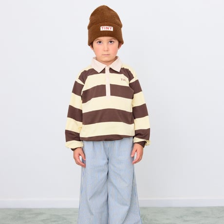 tiny cottons  STRIPES POLO SLEEVE TEE - dusty yellow