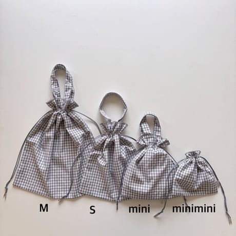 ドローイングバッグ gingham check Mサイズ/Mサイズ(shoulder)/Sサイズ/Miniサイズ/miniminiサイズ