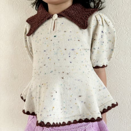 Misha & Puff　Crochet Trim Puff Top - Iris Confetti