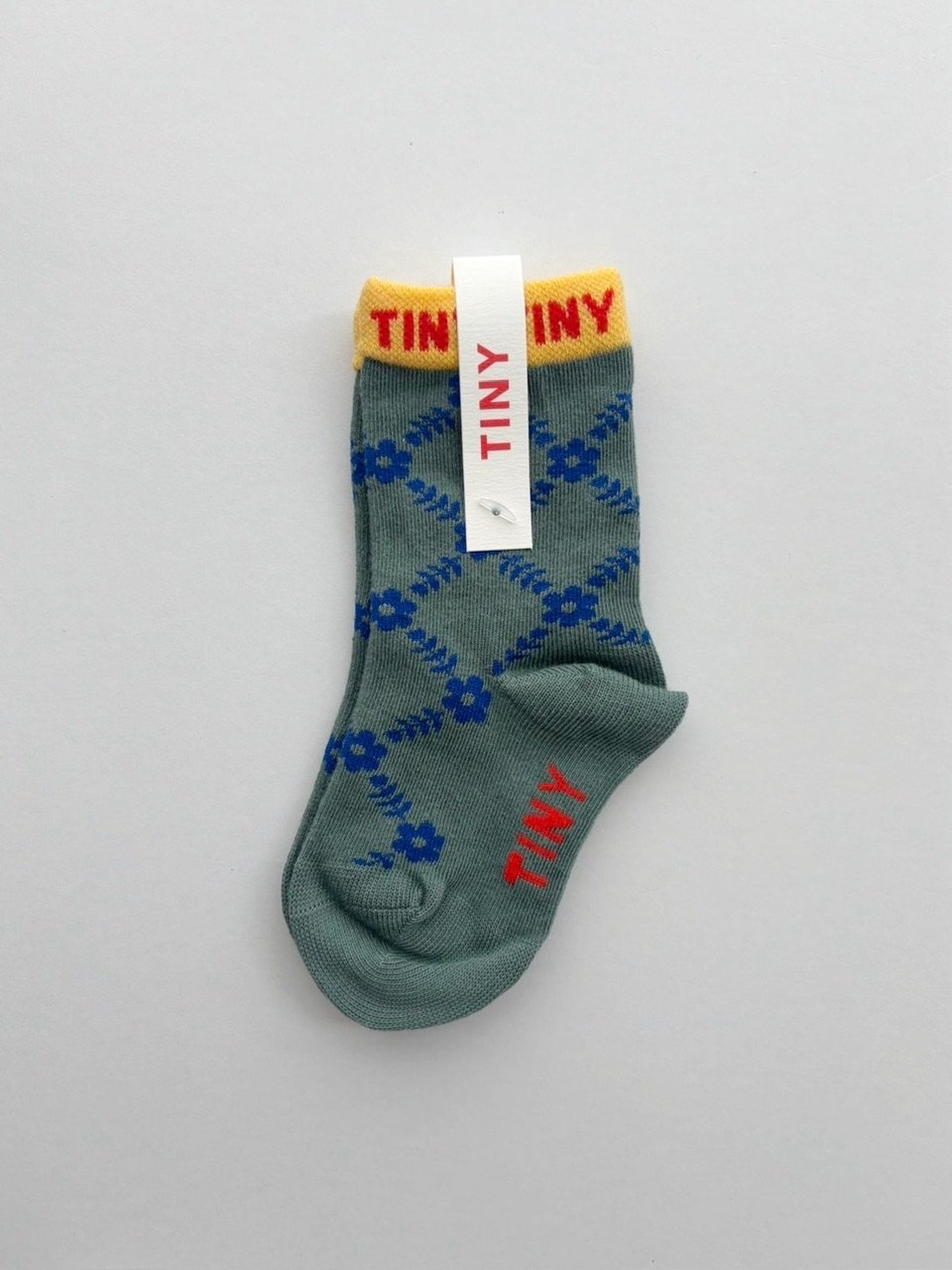 tiny cottons FLOWER GRID MEDIUM SOCKS 12-24M/2-