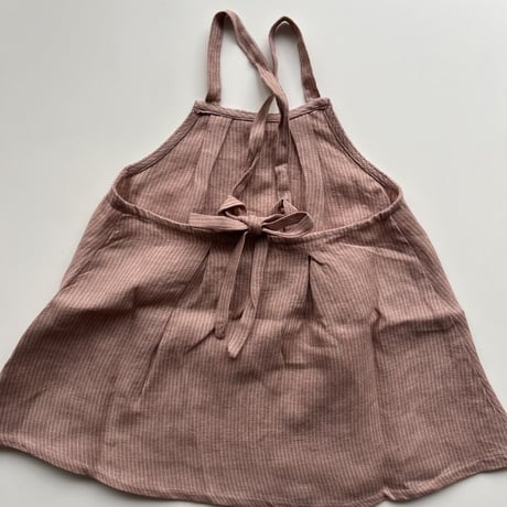 Nellie Quats   Marbles Pinafore - Dusty Rose Fine Stripe Linen