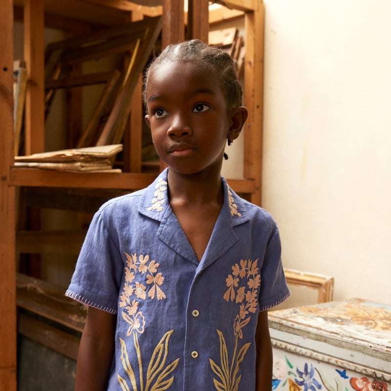 Apolina DONNY EMBROIDERED SHIRT - AZUL | Baby