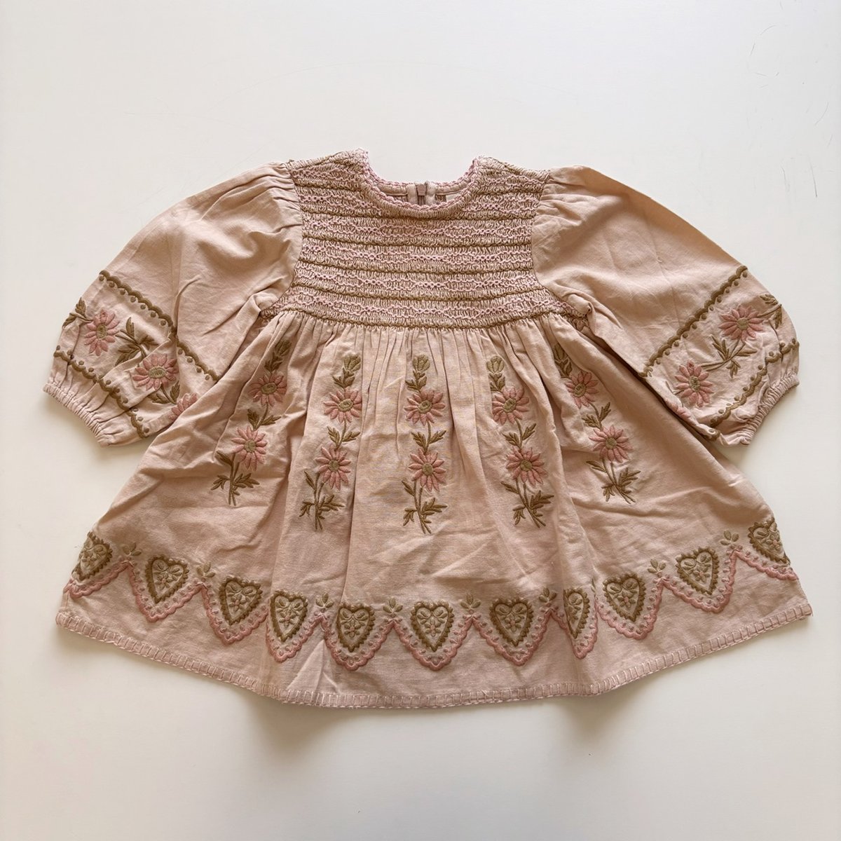 ワンピース apolina Penny Smock Dress Pink Beige 7-9 Apolina Penny Smock Dress, Pink Beige – Tinyapple