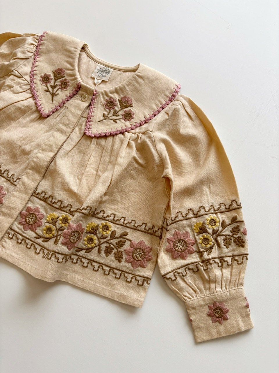 Apolina CARLOTTA EMBROIDERED BLOUSE - CASHEW |