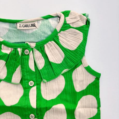 CarlijnQ　Blouse Big Collar No Sleeve With Print - Super Dots