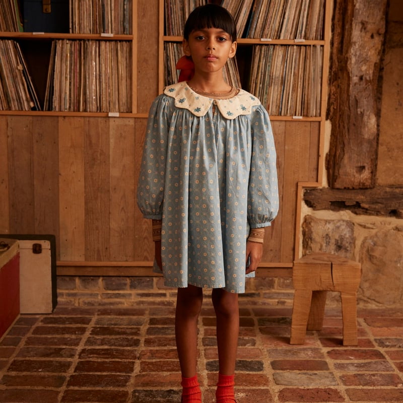 Apolina ESTHER DRESS - QUILT CALICO BLUE PEBBL
