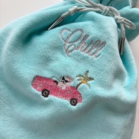 ドローイングバッグ Terry towel アクアブルー　Sサイズ/Miniサイズ/miniminiサイズ