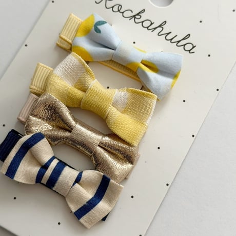 Rockahula Kids  Lemon Drop Mini Bow Clip Set-YELLOW