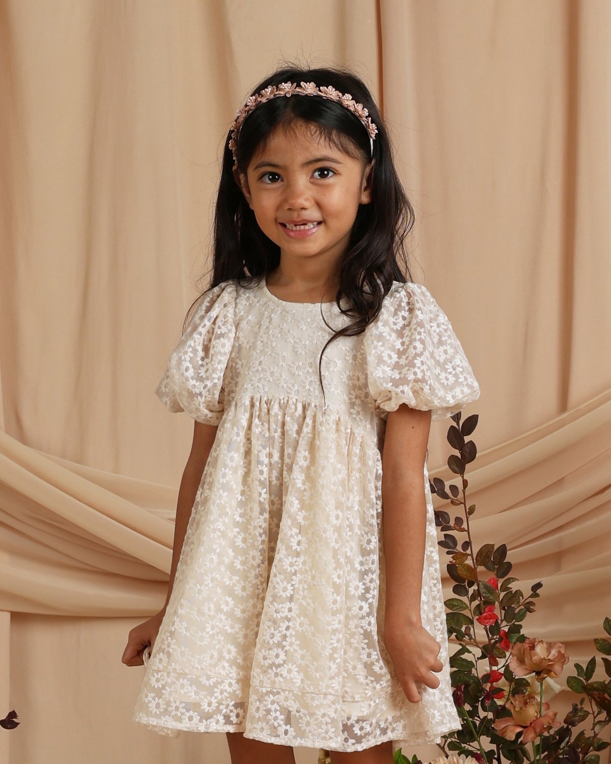 フォーマル・ドレス・スーツ NORALEE LUNA DRESS LIPSTICK 4Y NORALEE LUNA DRESS - NATURAL | Baby Style LAB