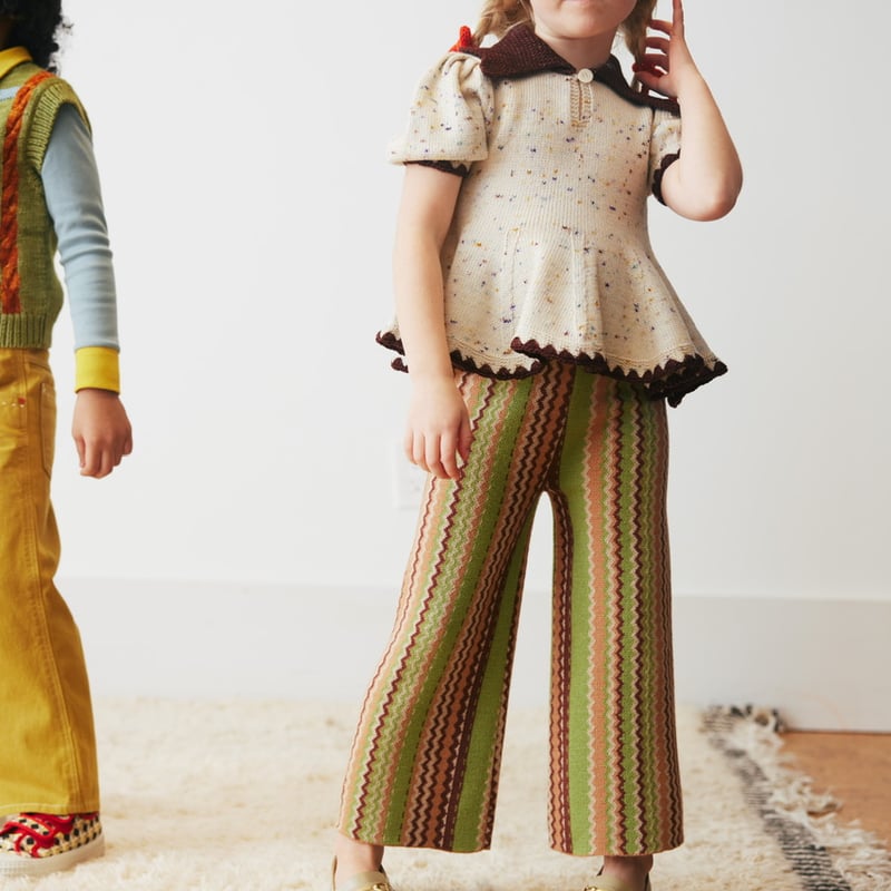 misha and puff セットアップ　コンフェッティ Misha & Puff Crochet Trim Puff Top - Iris Confe