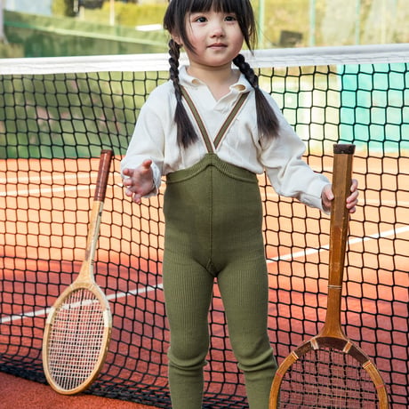 SILLY Silas　RETRO RIBBED FOOTLESS TIGHTS - Olive Striped