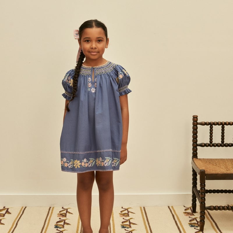 Apolina VERNA SMOCK DRESS - AZUL | Baby Style LAB