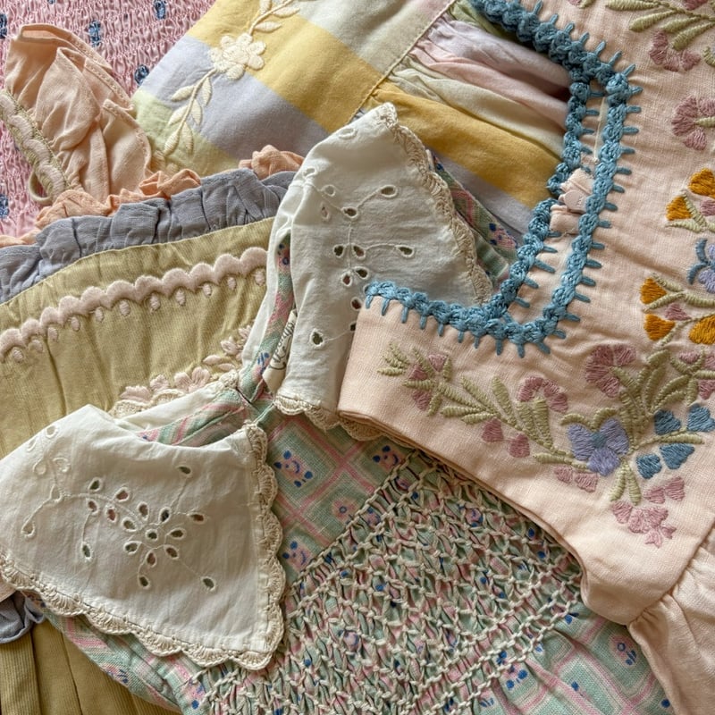 ワンピース Apolina / Lucinda Sundress - Cloud 3-5y Cotton woven embroidered dress vintage inspired child. – Apolina