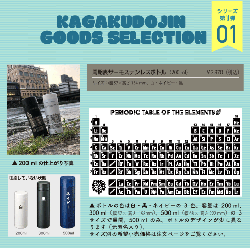 周期表サーモステンレスボトル(200 ml)【受注生産】 | 化学 周期表サーモステンレスボトル(200 ml)【受注生産】 | 化学