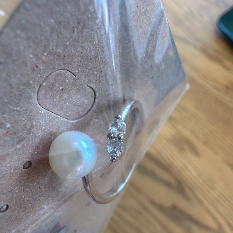 星形とパールのリング CONSTELLATION PINKIE RING(2JR0422)K10 ピンキーリング｜スター