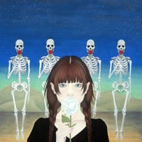 「浄土」 イヂチアキコ ブランコ幽霊 ~ Ghost on the swing ~ 595mm×220mm(扇形) acrylic