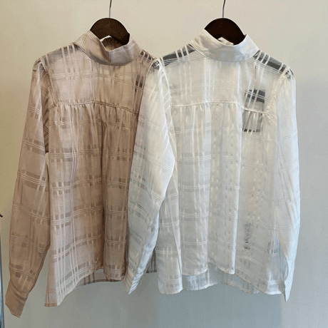 TRANOI チェックシアーシャツ