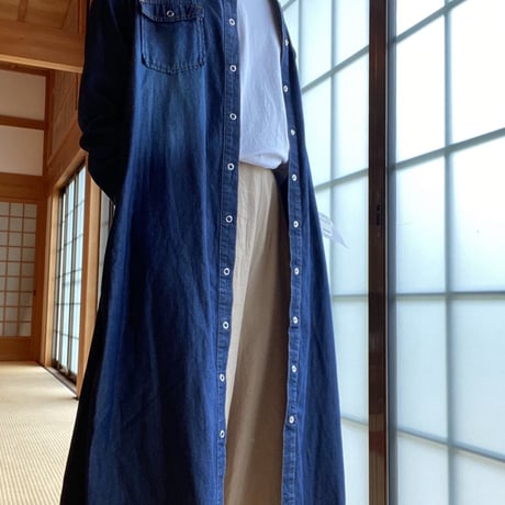 ダンガリーデニムシャツワンピース