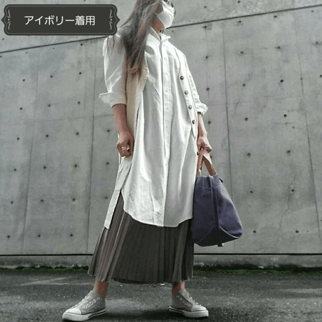 麻混ロングジレ