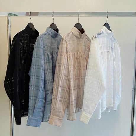 TRANOI チェックシアーシャツ