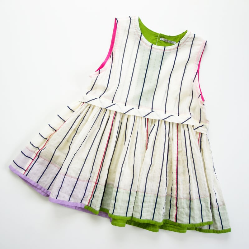 ディテールが可愛い白ストライプのノースリーブチュニック | 十 色 社