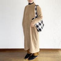 真冬のぬくぬくメルトンフリースワンピース・キャメル