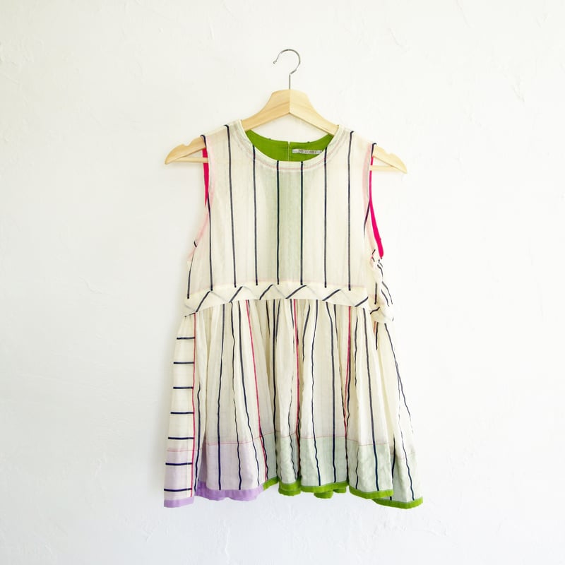 Cluerstology ストライプ ノースリーブチュニック ディテールが可愛い白ストライプのノースリーブチュニック | 十 色 社