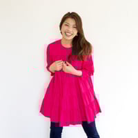 薔薇色たっぷりギャザーのティアードチュニック