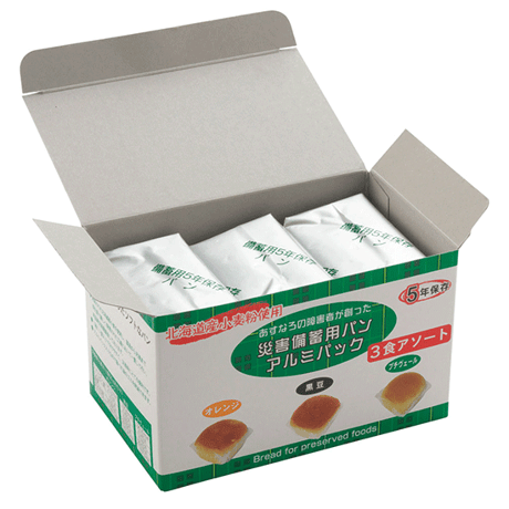 【単品】災害備蓄用パン　アルミパック 3食アソート