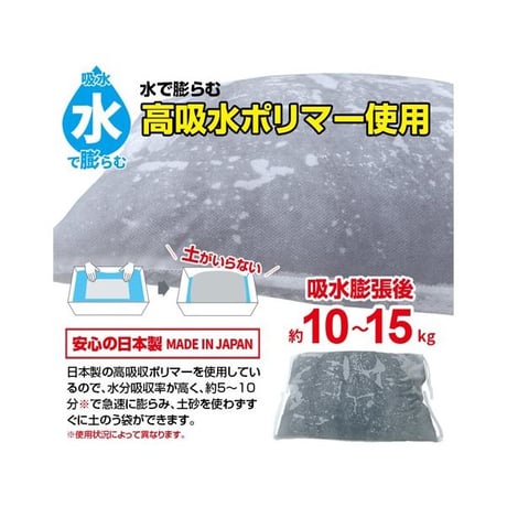 水で膨らむ吸水土のう 水のう