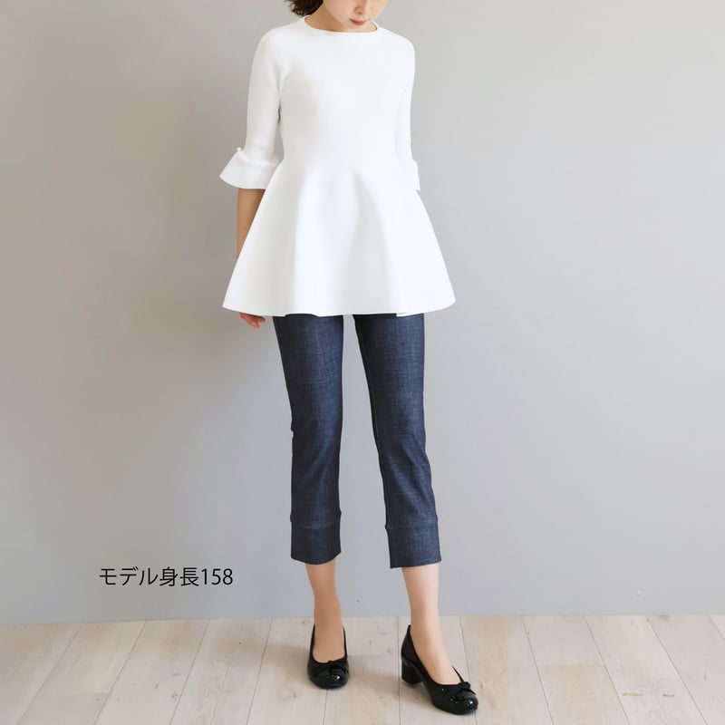 美品 allureville ホールガーメント5分袖ペプラムプルオーバー trim_ofalv_itemaf020c22085e11e