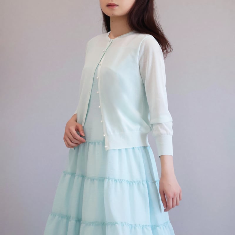 jolie mignon パールボタン付き バックリボンカーディガン