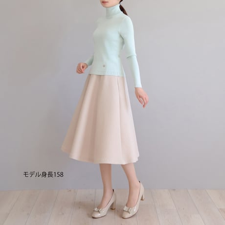 透かし編み柄 タートルネック ストレッチプルオーバー【JM2372BE】