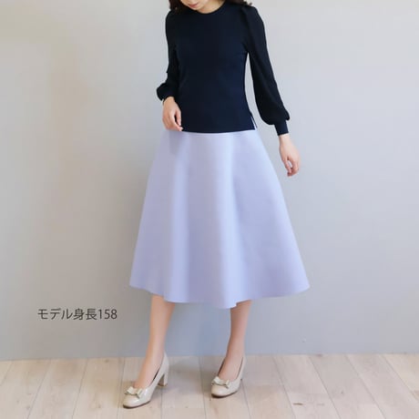 【ロング丈】形状回復ニットフレアスカート【JM2383BF】