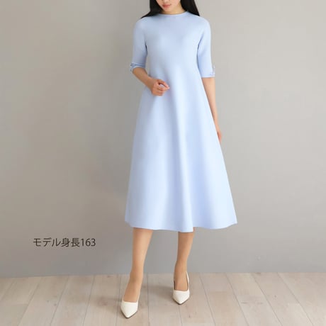 【M-StyleLuxeコラボ】ホールガーメント ミニリボン付きフィット＆フレアワンピース【JM1382BF】