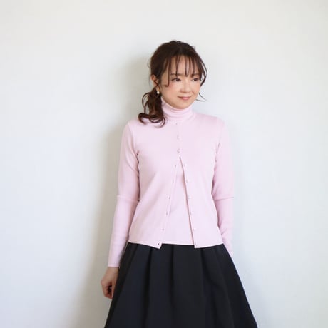 タートルネック　ストレッチ半袖プルオーバー