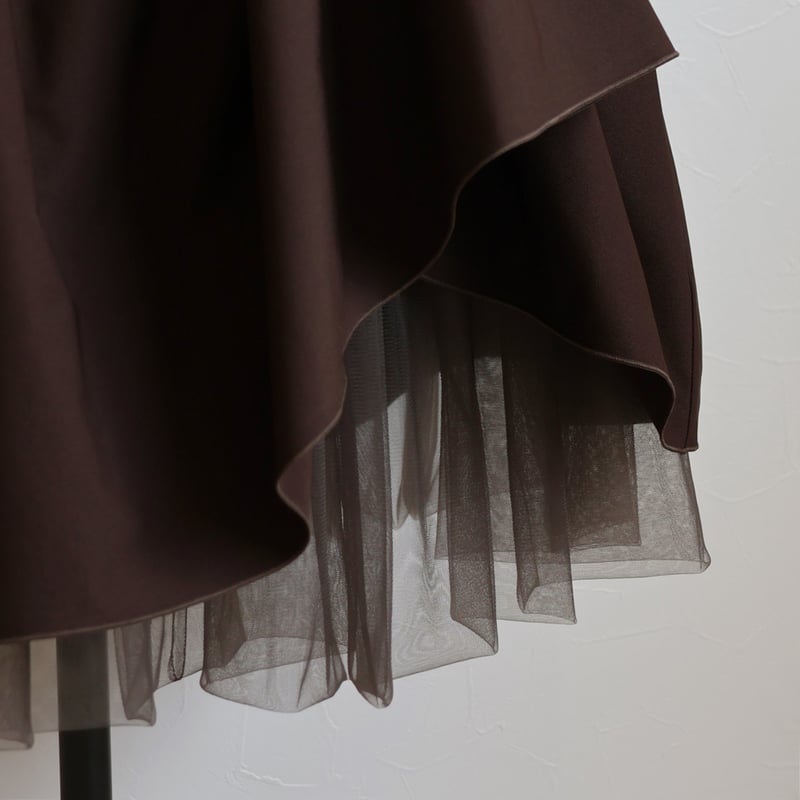 jolie mignon チュール使いティアードスカート ブラック 販売 チュール