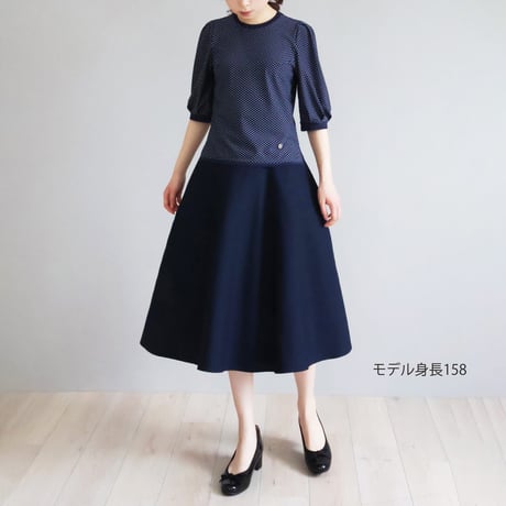 レース編みドット柄 スリット入りストレッチTシャツ【JM1400BF】