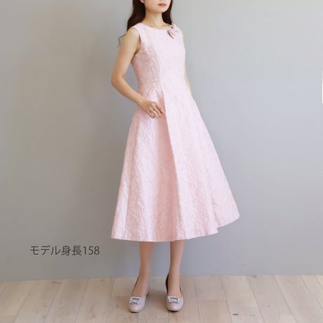 リボンブローチ付き プレミアムジャガードワンピース【JM2414BF】