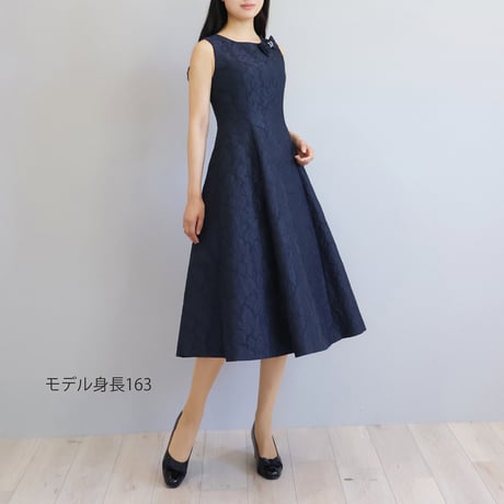 リボンブローチ付き プレミアムジャガードワンピース【JM2414BF】